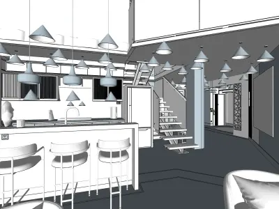 Loft Apartment Interior Design Low-poly 3D model