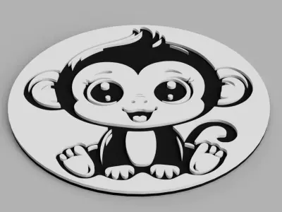 Baby Monkey Coaster Free 3D print model