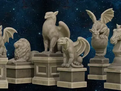 Sculptures Pack Low-poly 3D model