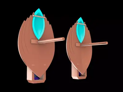 trillion Emerald cut Earrings 3D print model