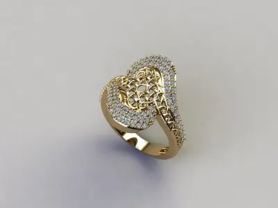 STL 3DM Women Ring Womens Ring Diamonds With Stone Model 3D print model