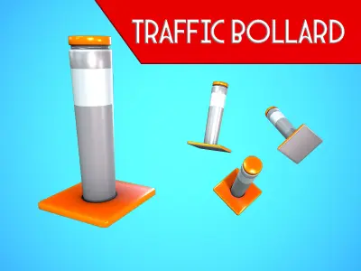 TRAFFIC BOLLARD CARTOON STYLIZED Low-poly 3D model