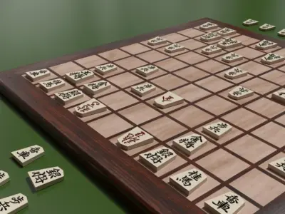 luxury laminated Shogi board Low-poly 3D model