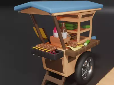 3D Gerobak Sate Madura - Indonesian Satai Cart 3D print model
