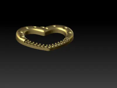 Heart with diamond jewelry 3D print model