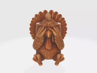 Peekaboo Turkey Cute Thanksgiving Turkey Figurine Fall Holiday 3D print model