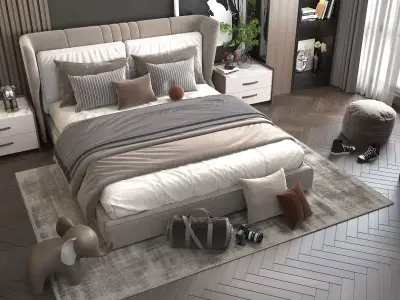 Modern Bedroom Scene 17 3D model