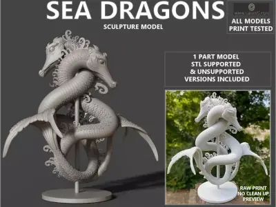 Sea Dragons Sculpture 3D print model