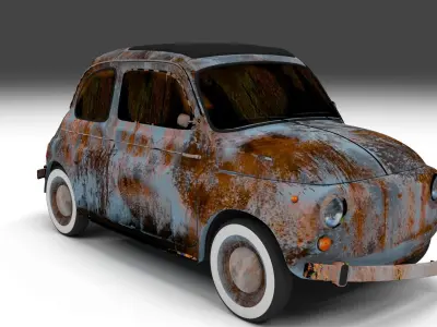 Rusty FIat 500 Nuova Low-poly 3D model