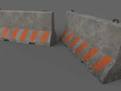 PBR Concrete Barrier V4 Low-poly 3D model