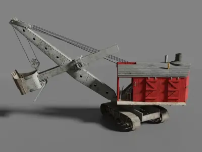 Steam Shovel Low-poly 3D model