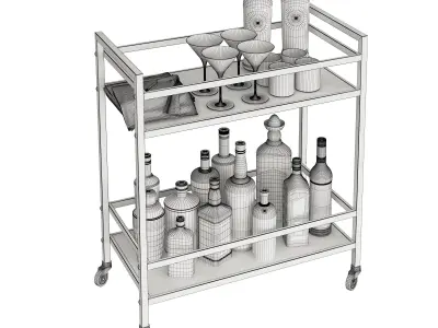 Mini Bar Beverage Table 3D model