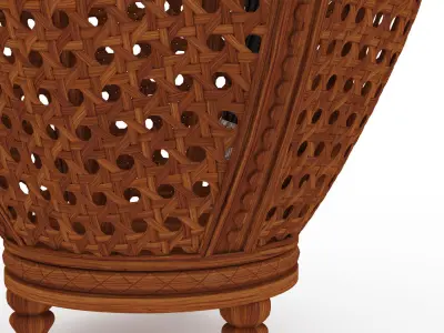 Wicker basket with an umbrella 3D model