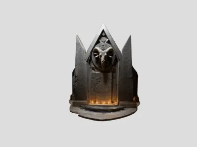 Medieval Modular Wall Altar Stone Low-poly 3D model