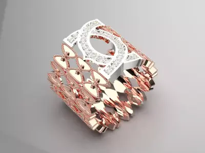 woman Bow tie gold ring rr0054 3D print model