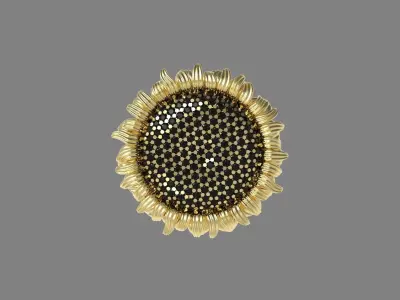  ring 3D print model sunflower 3D print model
