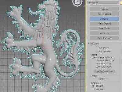 lion heraldic 3D print model