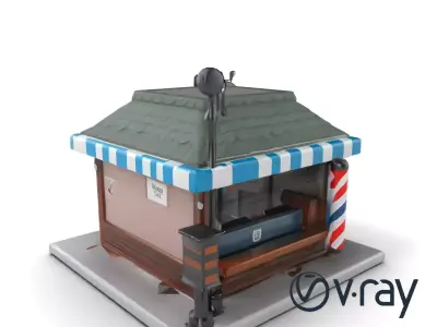 Stylized Barber Shop Urban Nostalgic Model Pack Low-poly 3D model