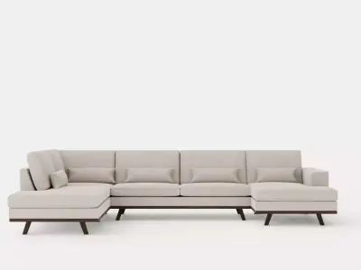 Copenhagen U Sofa Left Linen beige Low-poly 3D model