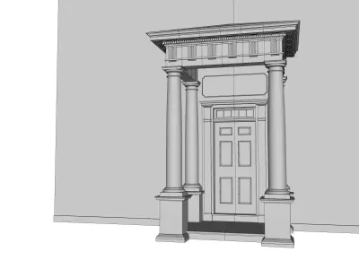 Portico Entrance Porch Door Surround with  Doric Column 3D model