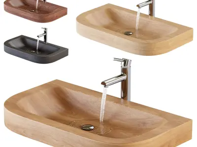 Wooden sink - Napoli Low-poly 3D model