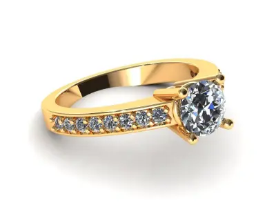One Row Diamond Ring 3D model