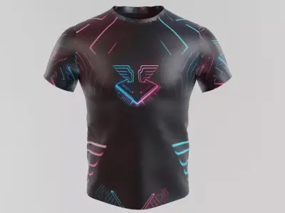 Sports mens T-shirt with print 3D model