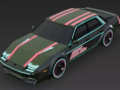 Cartoon Green Car 3D Model Low-poly 3D model