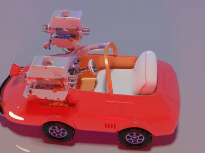 Car with Robot arm 3D model