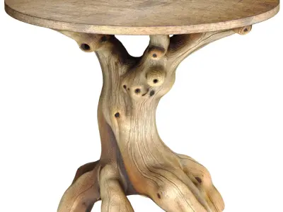 Rustic Sculptural Rural solid wooden coffee side table ecodesign 3D model