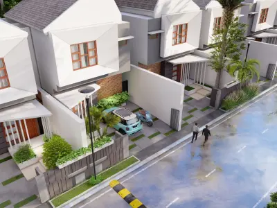 Modern housing with car animation 3D model