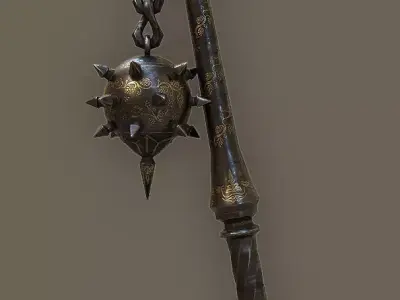 Ornamented Iron Flail Low-poly 3D model
