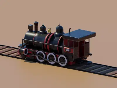 Stylized Locomotive Low-poly 3D model