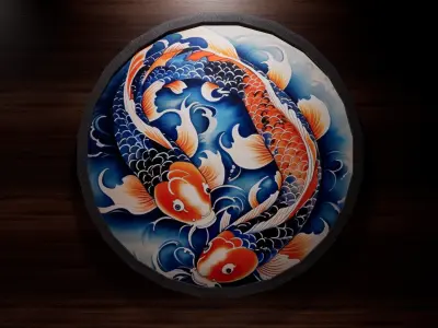 4 Old Japan Koi Pictures  3D model