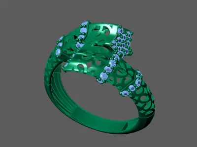 Womens Rings With Stone Ring Ready STL 3DM Models Rings women 3D print model