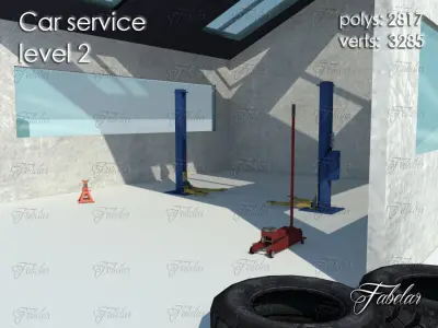 Car service level Low-poly 3D model