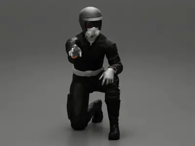 Drag Racing driver sitting in a gas mask 3D print model