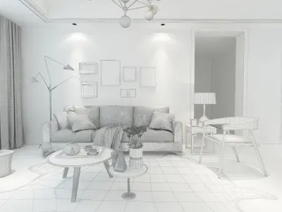 The sitting room Low-poly 3D model