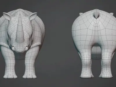Rhinoceros Base Mesh Low-poly 3D model