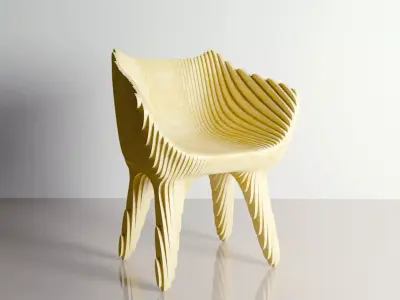 Parametric Office chair 05 cnc plans dxf files for laser and cnc 3D model