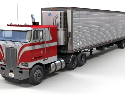 Peterbilt 362 van trailer truck Low-poly 3D model