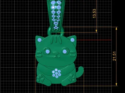 CUTE DIAMOND CAT PENDANT 3D PRINTABLE MODEL  3D print model