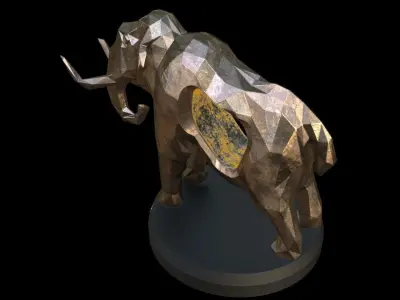 Steampunk Mammoth Pose Low-poly 3D model