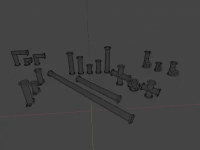 STEAMPUNK PIPES PACK - RogueFilmProductions Low-poly 3D model