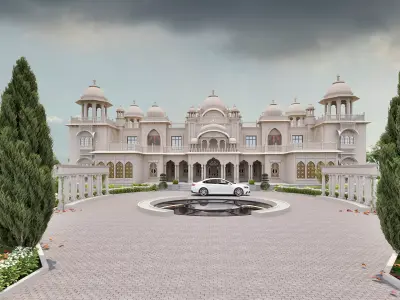 Indian Rajasthani architecture palace house 3D model