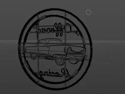 car design neon sign lamp 3D model