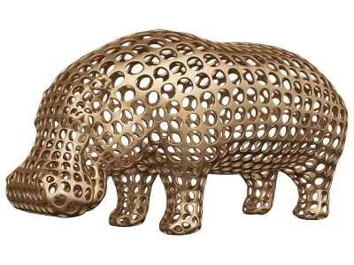 Hippopotamus Voronoi Wireframe 3D print model