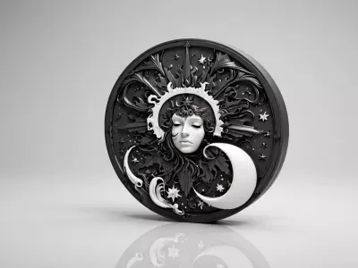 Celestial Goddess Medallion 3D Model for Jewelry Pendant Design 3D print model