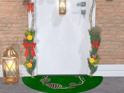 Christmas Wreath with Pine Branches 3D Model 3D model