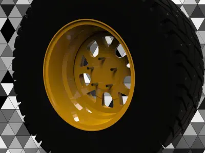 Studded snow Tire and Rim 3D model
